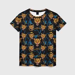 Женская футболка Золотая цепь с леопардами