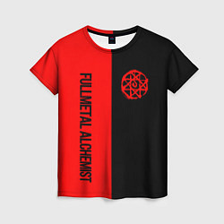 Женская футболка Стальной алхимик - красная печать Альфонс