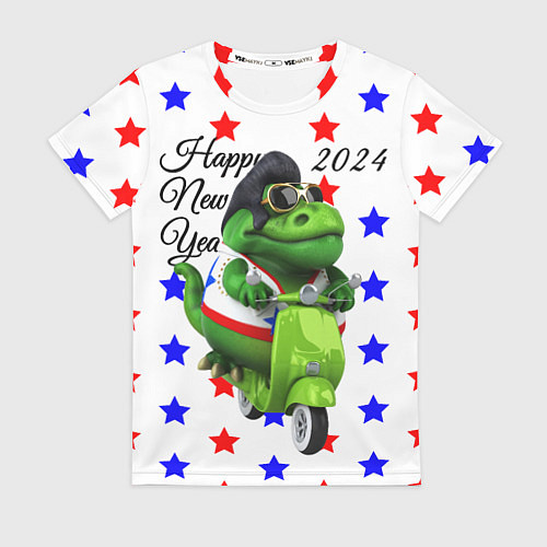 Женская футболка Крутой дракон на скутере 2024 / 3D-принт – фото 1