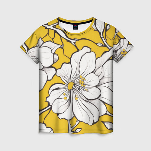 Женская футболка Японский паттерн цветов / 3D-принт – фото 1