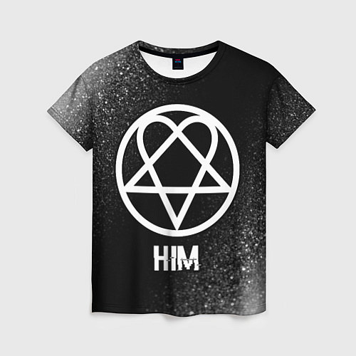 Женская футболка HIM glitch на темном фоне / 3D-принт – фото 1