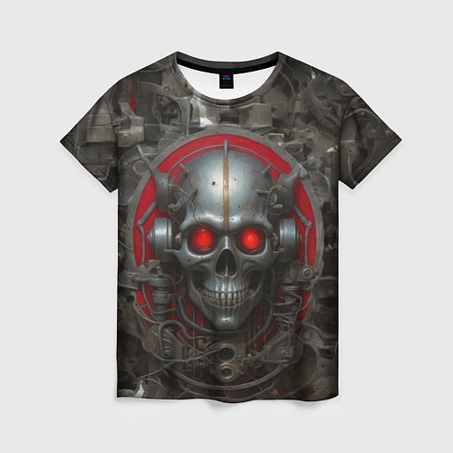 Женская футболка Металлический череп / 3D-принт – фото 1