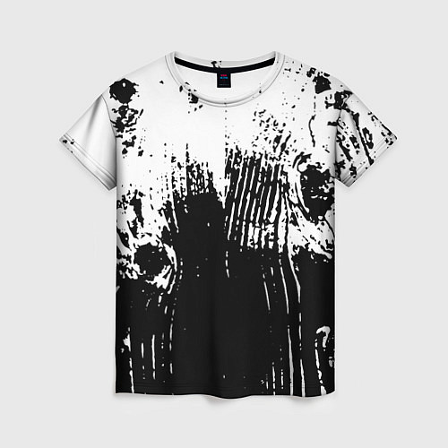 Женская футболка Черно-белая абстракция гранж / 3D-принт – фото 1