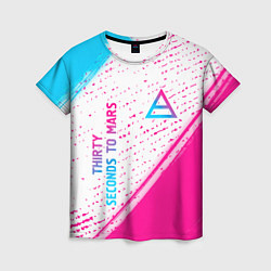 Женская футболка Thirty Seconds to Mars neon gradient style вертика