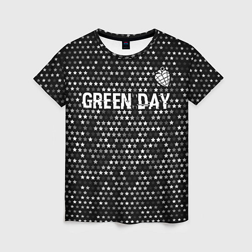 Женская футболка Green Day glitch на темном фоне посередине / 3D-принт – фото 1