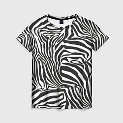 Женская футболка Шкура зебры черно - белая графика