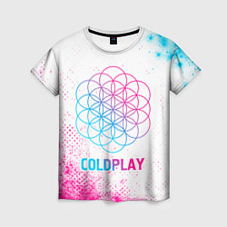 Женская футболка Coldplay neon gradient style