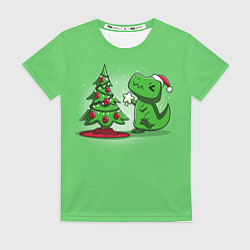 Женская футболка Новогодняя проблема тираннозавра рекса