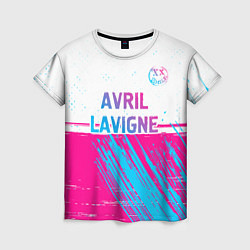 Женская футболка Avril Lavigne neon gradient style посередине