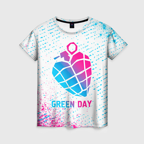 Женская футболка Green Day neon gradient style / 3D-принт – фото 1