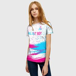 Футболка женская Fall Out Boy neon gradient style посередине, цвет: 3D-принт — фото 2