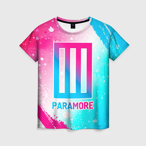 Женская футболка Paramore neon gradient style / 3D-принт – фото 1