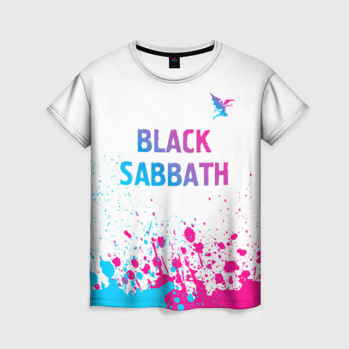 Женская футболка Black Sabbath neon gradient style посередине / 3D-принт – фото 1