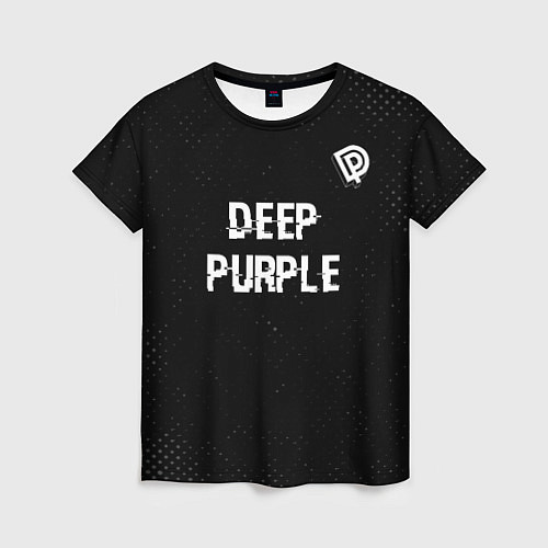 Женская футболка Deep Purple glitch на темном фоне посередине / 3D-принт – фото 1
