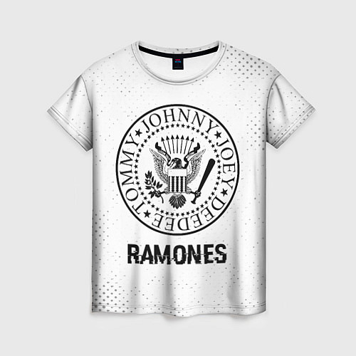 Женская футболка Ramones glitch на светлом фоне / 3D-принт – фото 1