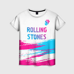 Футболка женская Rolling Stones neon gradient style посередине, цвет: 3D-принт