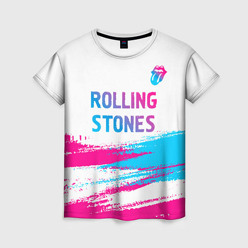 Женская футболка Rolling Stones neon gradient style посередине / 3D-принт – фото 1