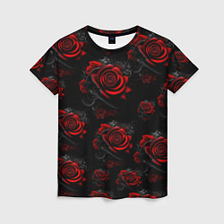 Футболка женская Красные розы цветы, цвет: 3D-принт