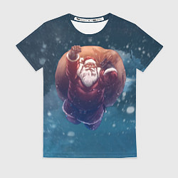 Женская футболка Летящий Санта