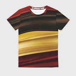 Футболка женская Черный красный желтый цвет абстракции, цвет: 3D-принт