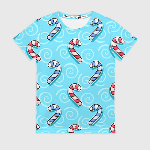 Женская футболка Новогодний леденец трость / 3D-принт – фото 1