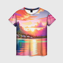 Женская футболка Закат на острове Бора Бора