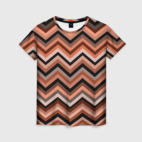 Женская футболка Ломаные полосы коричневый / 3D-принт – фото 1