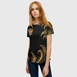 Футболка женская Герб России и золотистый узор, цвет: 3D-принт — фото 2
