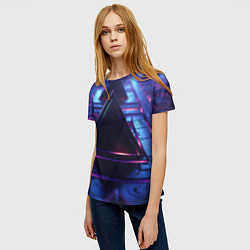 Футболка женская Неоновый абстрактный треугольник, цвет: 3D-принт — фото 2