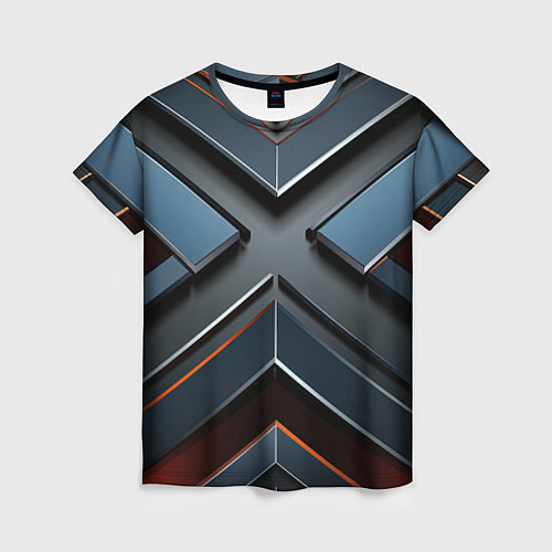 Женская футболка Темная объемная геометрия / 3D-принт – фото 1