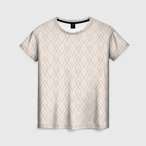Женская футболка Бежевый геометричные линии / 3D-принт – фото 1