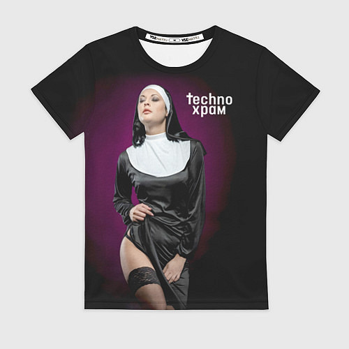 Женская футболка Techno храм монашка в чулках / 3D-принт – фото 1