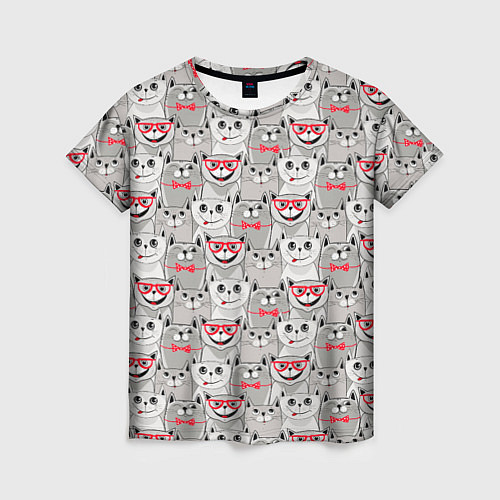 Женская футболка Серые коты / 3D-принт – фото 1