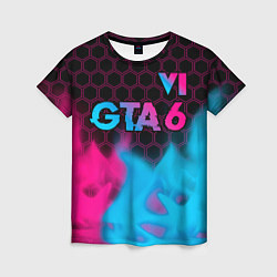 Футболка женская GTA 6 - neon gradient посередине, цвет: 3D-принт