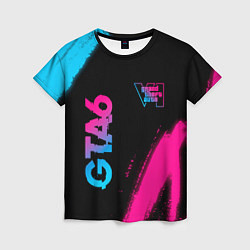 Женская футболка GTA6 - neon gradient вертикально