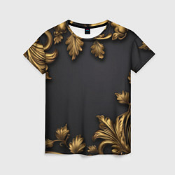 Женская футболка Золотые объемные листья