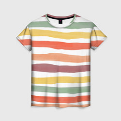 Женская футболка Разноцветные полосы от руки