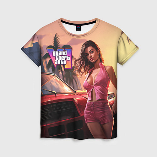 Женская футболка GTA 6 girl vice city / 3D-принт – фото 1