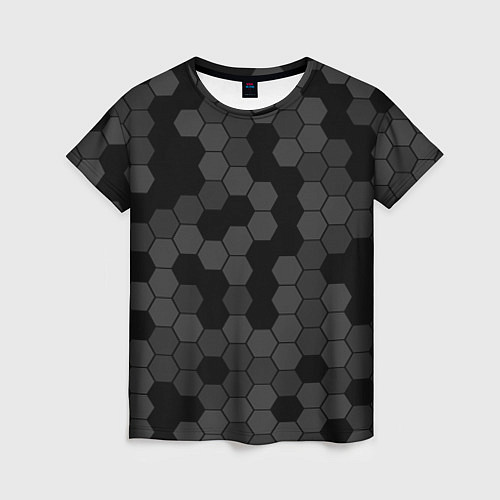 Женская футболка Камуфляж гексагон черный / 3D-принт – фото 1