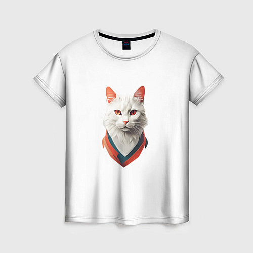 Женская футболка Белый кот от ai / 3D-принт – фото 1