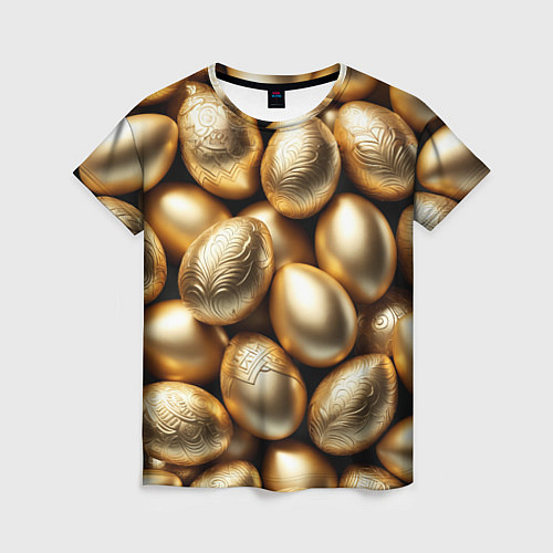 Женская футболка Золотые Пасхальные яйца / 3D-принт – фото 1