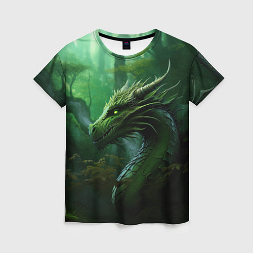 Женская футболка Зеленый лесной дракон 2024 / 3D-принт – фото 1