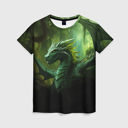 Женская футболка Зеленый лесной дракон символ 2024 года / 3D-принт – фото 1
