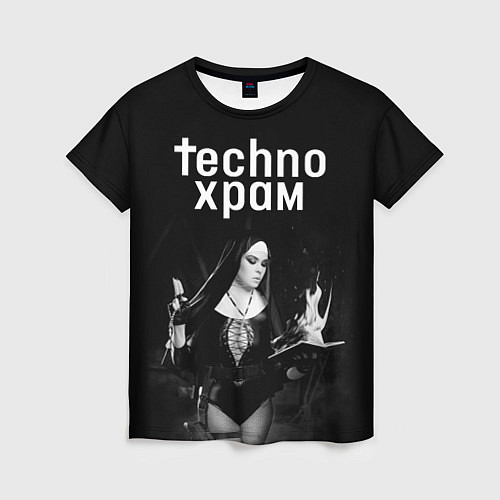 Женская футболка Techno храм монашка колдунья / 3D-принт – фото 1