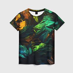 Женская футболка Абстрактный камуфляж в кислотных абстрактных пятна