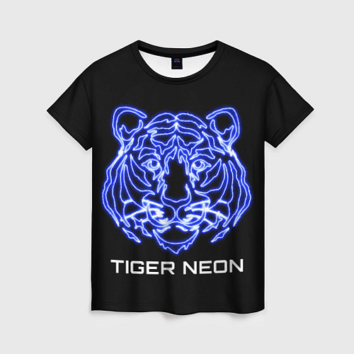 Женская футболка Tiger neon art / 3D-принт – фото 1