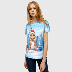 Футболка женская Новогодний рыжий дракон 2024 год, цвет: 3D-принт — фото 2