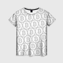 Футболка женская Биткоин патерн на белом фоне, цвет: 3D-принт