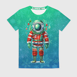 Женская футболка Новогодний космонавт