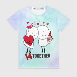 Женская футболка Мальчик и девочка с подарками